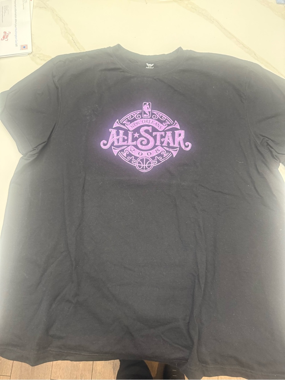 NBA 2008 New Orleans All Star Game Black Tee with shiny Purple Logo